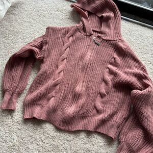 Cozy Pink Cable Knit Women's Sweater